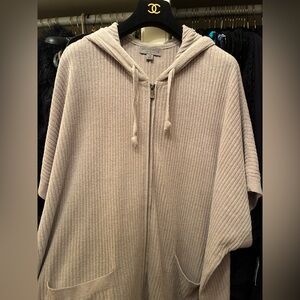 Barefoot Dreams Cozychic Ultra Lite Ribbed ZipUp Poncho Beach Rock Size 2X